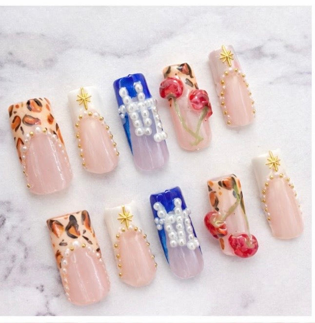 Handmade Luxury Press-On Nail Set | Reusable Custom Nails (Copy)